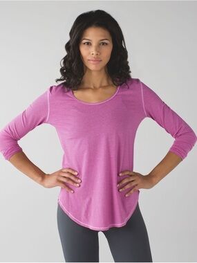 Lululemon Yogini 5 Year Long Sleeve Tee Wee Stripe Raspberry Vintage Pink Small